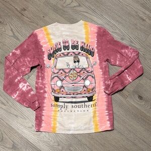 Simply Southern Tie-Dye Long Sleeve Shirt - Pink and Yellow